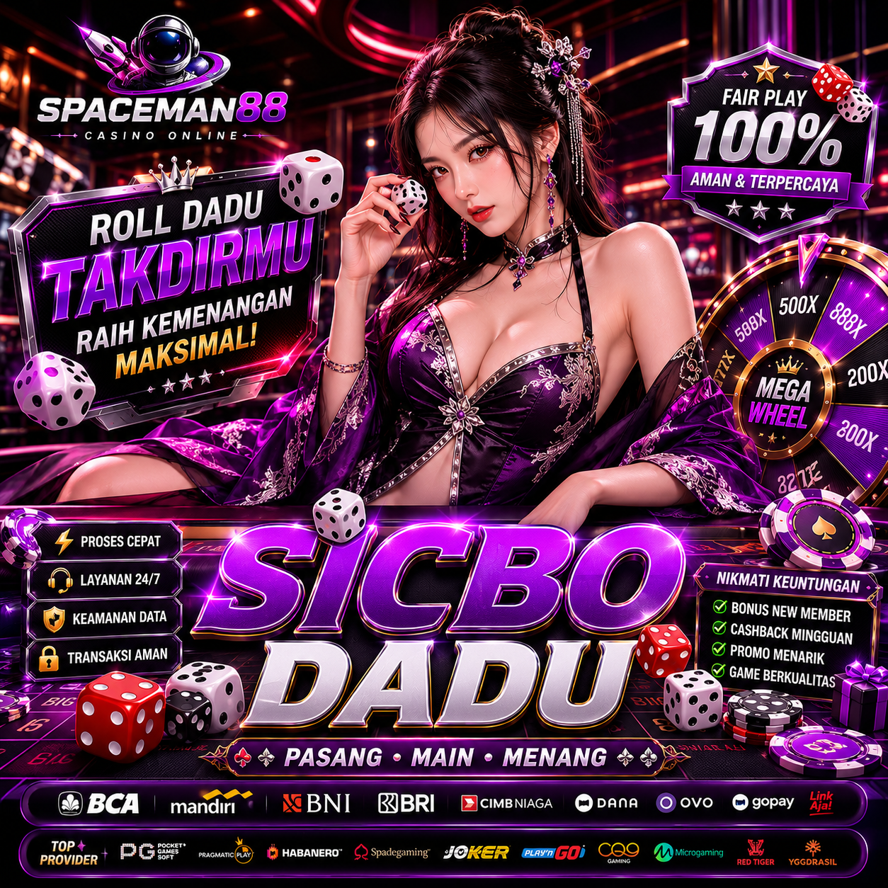 Spaceman88 🍀 Situs Casino Resmi Permainan Sicbo Dadu Online MEGA WHEEL Gampang Menang